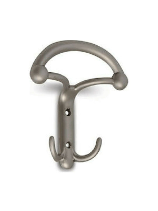 Viobrass Metal Wall Hanger with 2 Slots Silver 12.3x3.7x12.3cm 1pc