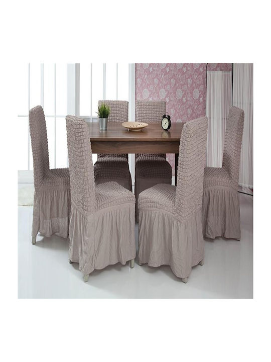 SpitiBazaar Elastic Cover for Chair Brown 6pcs SB-43
