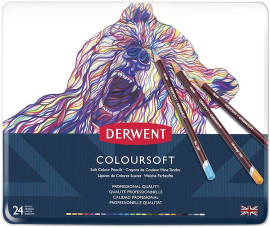 Derwent Coloursoft Coloured Pencils 24 Tin
