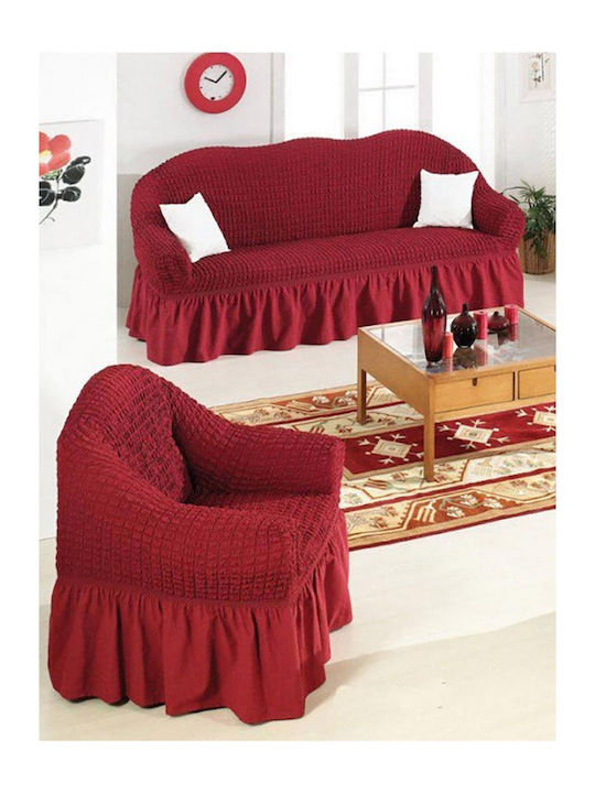 Sunshine Waffle Set of Elastic Sofa Covers Red 1pcs 021-9-red