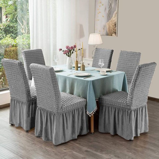SpitiBazaar Elastische Abdeckung Für Stuhl Grau 6 Stück