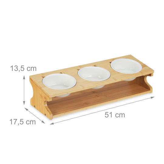 Relaxdays Ceramică Bol Mâncare pentru Câine & Pisică pe Bază 400ml 17.5cm în Culoare Bej