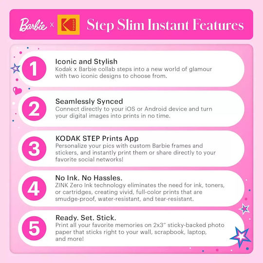 Kodak x Barbie Zink Εκτυπωτής για Φωτογραφίες με Bluetooth