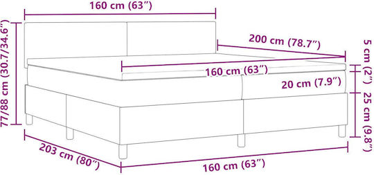 Doppelbett Bezogen mit Stoff Ecru mit Lattenrost & Matratze 160x200cm