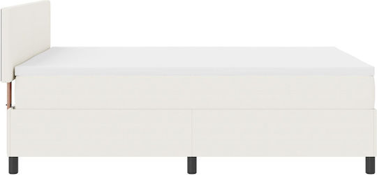 Doppelbett Bezogen mit Stoff Ecru mit Lattenrost & Matratze 160x200cm