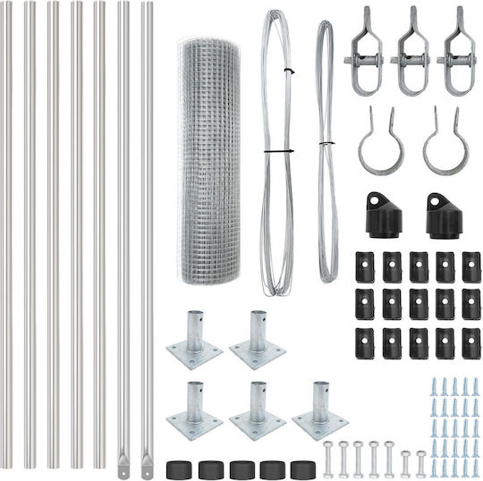 vidaXL Wire Fencing Galvanized Set Silver 0.4x10m