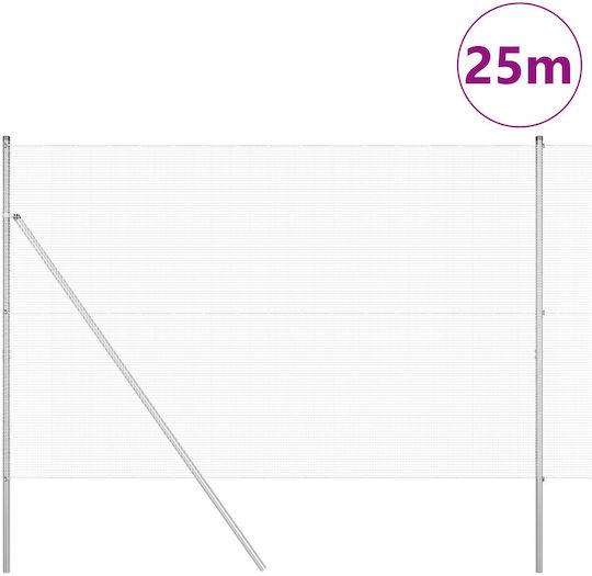 vidaXL Συρματόπλεγμα Γαλβανιζέ Σετ Ασημί 1.5x25m