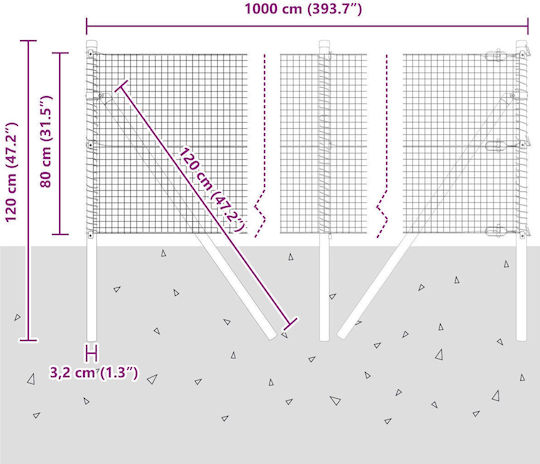 vidaXL Fencing Wire Fencing Galvanized Set Silver 0.8x10m