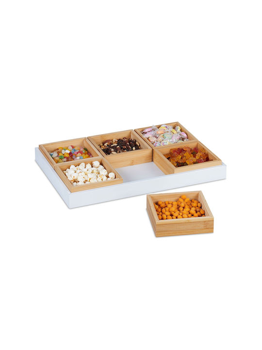 Relaxdays Bamboo Square Serving Tray made of Bamboo in Beige Color 47x47x32.5cm 1pcs