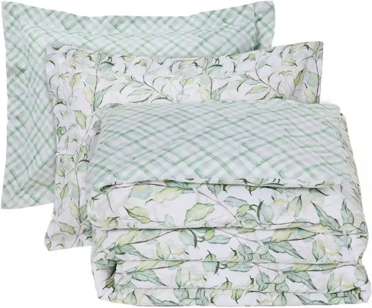 Das Home Покривало Кингсайз Памук Green, White 220x240см
