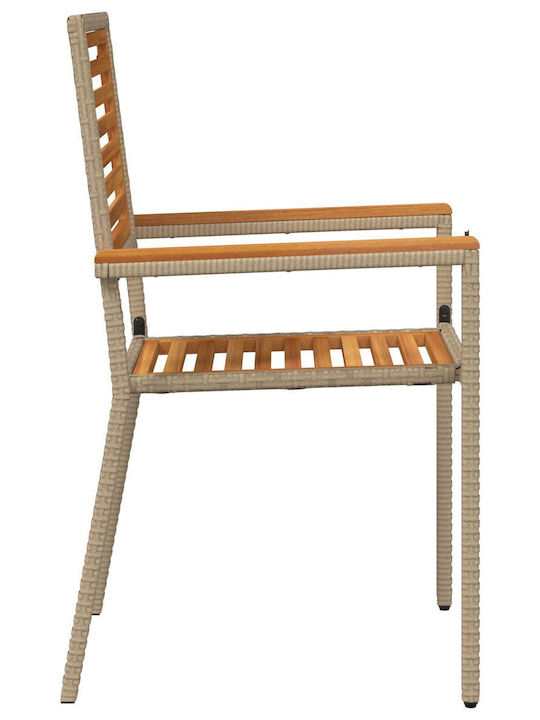 Outdoor-Stuhl Rattan Garten Beige mit Kissen 2Stück 54x56x90εκ.
