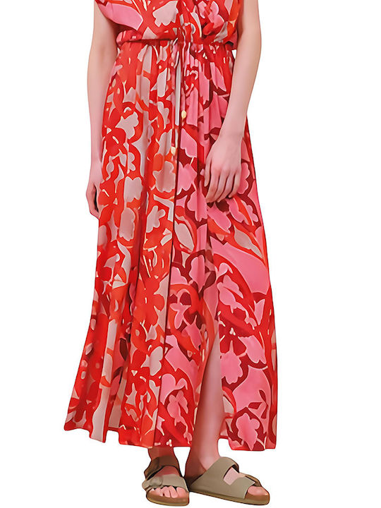 Sommer Maxi Kleid Wickel Koralle