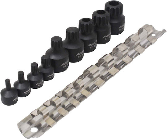 Set of XZN Bit Sockets M4-M18 Impact Type 1/4 3/8 9 Pieces