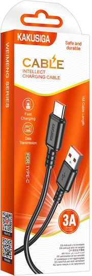 Kakusiga USB 2.0 Cable USB-C male - USB-A 15W Μαύρο 1m KSC-982-C-BK
