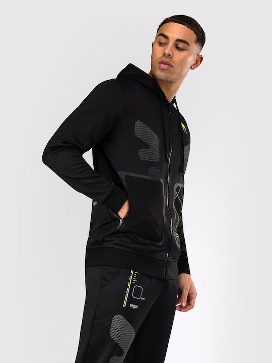Hooded Cardigan Black Neon Green