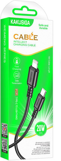 Kakusiga USB-C to Lightning Cable 20W Μαύρο 1m (KSC-982-LC-BK)