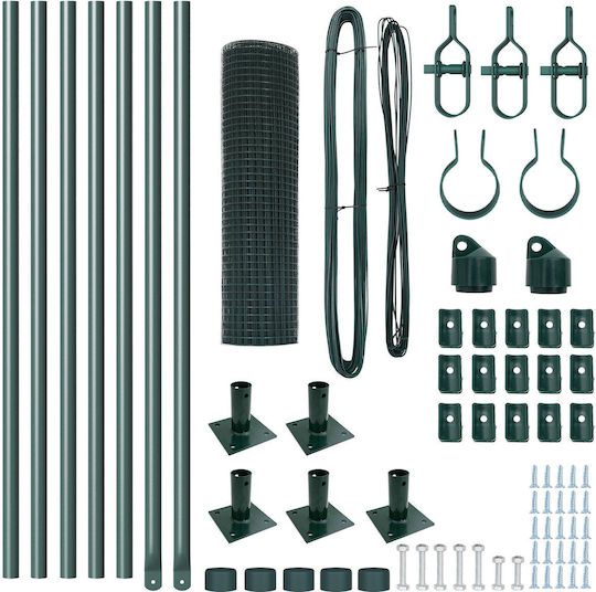vidaXL Wire Fencing Galvanized Set Green 0.5x10m