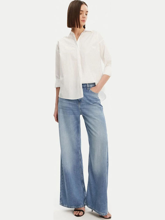 Long Sleeve Women's Cotton Shirt White W5GH42WGQS0 G011