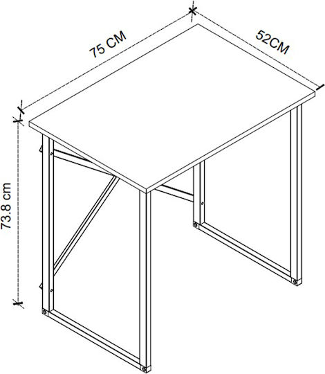 Γραφείο Verne Ξύλινο Pine Oak με Μεταλλικά Πόδια 75x52x73.8εκ.