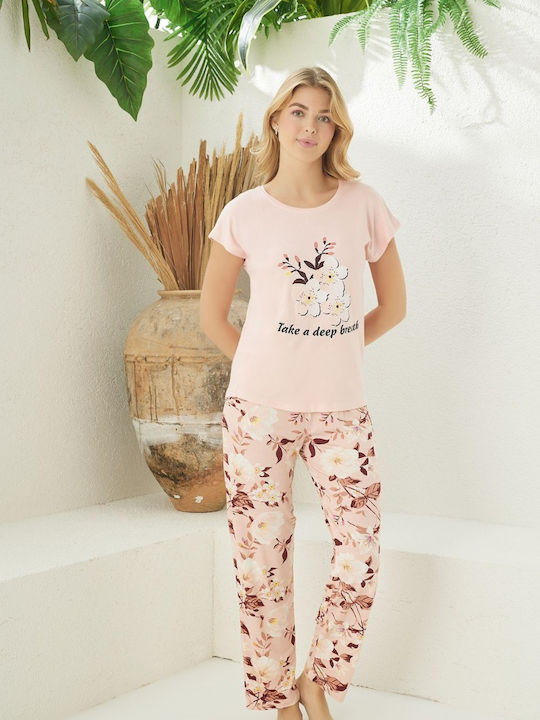 Modalove Sommer Damen Pyjama-Set Pink