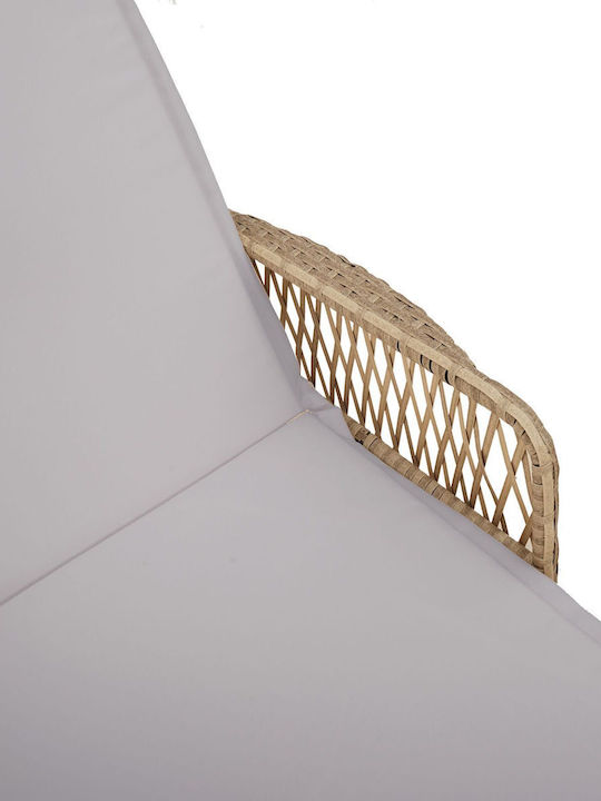 Ξαπλώστρα Rattan με Μαξιλάρι Μπεζ 157x55x92εκ.