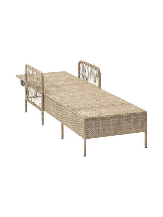 Ξαπλώστρα Rattan με Μαξιλάρι Μπεζ 157x55x92εκ.