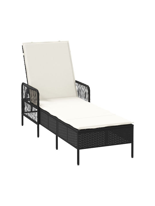 Deckchair Rattan Black 157x55x92cm.