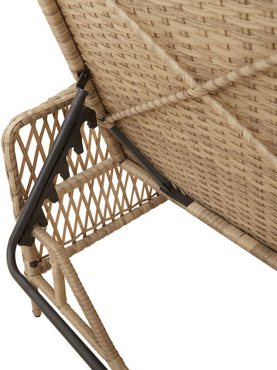 Ξαπλώστρα Rattan με Μαξιλάρι Μπεζ 157x55x92εκ.