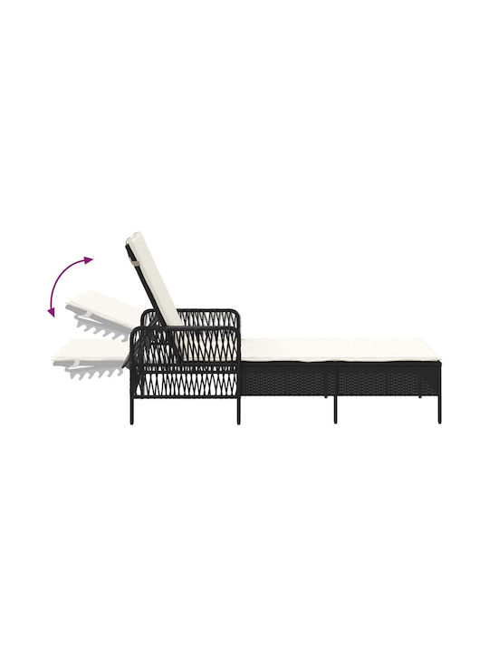 Deckchair Rattan Black 157x55x92cm.
