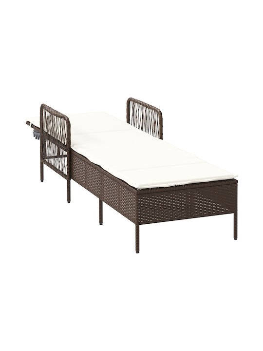 Градински и басейнови шезлонги Rattan с Възглавница Кафяв 157x55x92см