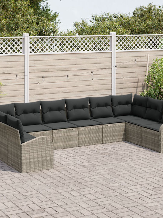 Corner Outdoor Sofa Rattan with Cushions 55x55x69cm