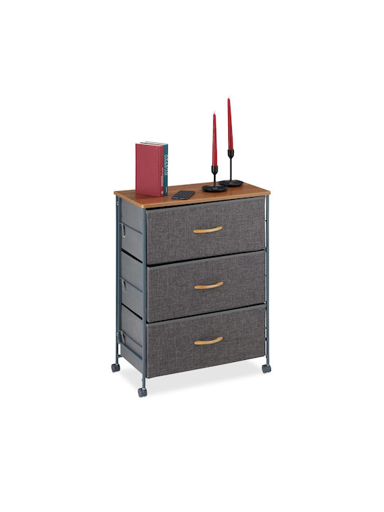 Noptieră Lemnoasă cu Picioare Metalice Gri 30x74.5x58cm