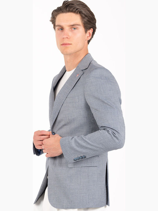 Summer Men’s Suit Jacket with Slim Fit Bahama Blue