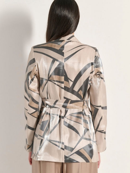 Matis Fashion Long Women's Blazer Beige