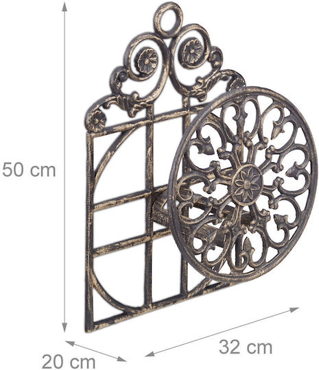 Wall Mount Hose Holder Brown Cast Iron Relaxdays 50 X 32 X 20 Cm