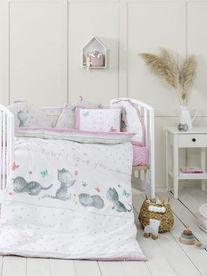 Nima Love Бебешка кувертюра Памук White, Pink 100x140см