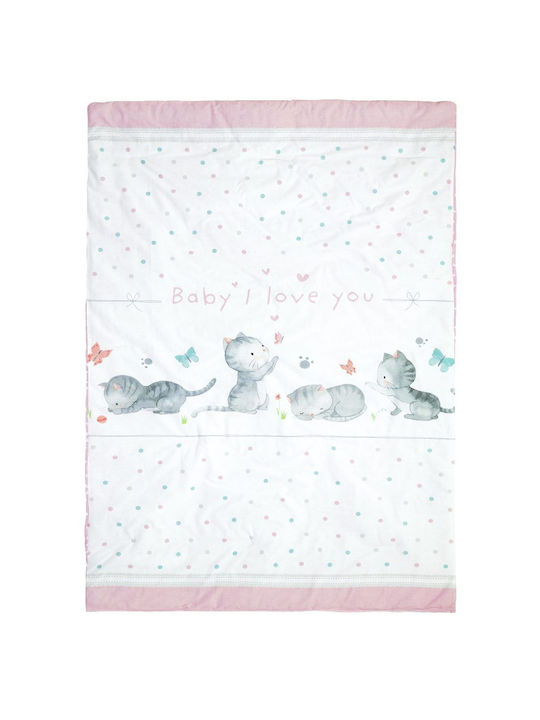 Nima Love Βρεφικό Κουβερλί Βαμβακερό Λευκό, Ροζ 100x140cm
