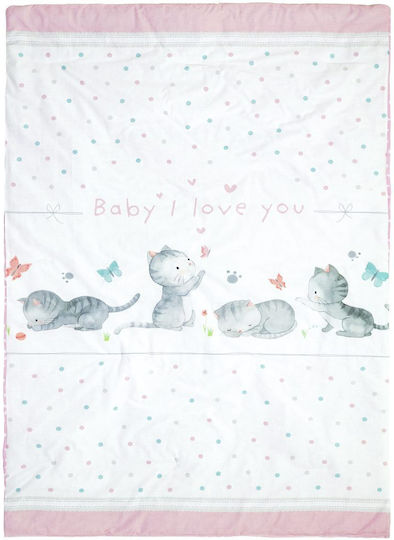 Nima Love Бебешка кувертюра Памук White, Pink 100x140см