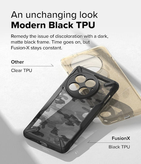 Ringke Fusion X Back Cover Plastic / Silicone 2mm Black (OnePlus 13)