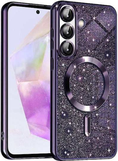 Techsuit Luxury Glitter Umschlag Rückseite Silikon Lila (Samsung Galaxy A36 5G)