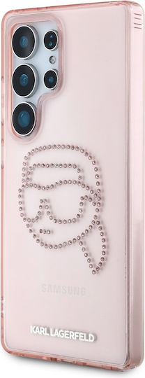 Karl Lagerfeld Karl Head Umschlag Rückseite Gehärtetes Glas 0.3mm Rosa (Galaxy S25 Ultra,Samsung S25 Ultra)