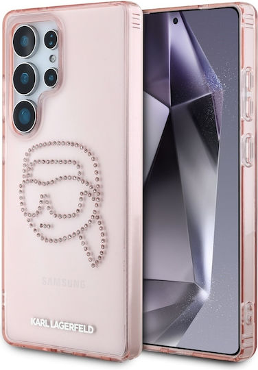 Karl Lagerfeld Karl Head Umschlag Rückseite Gehärtetes Glas 0.3mm Rosa (Galaxy S25 Ultra,Samsung S25 Ultra)