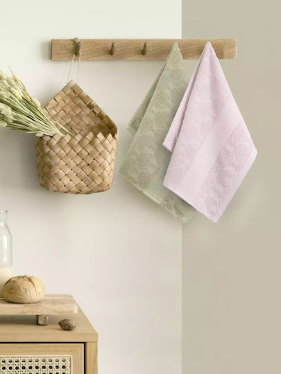 Nima Messy Towel from 100% Cotton in Green Color 40x60cm