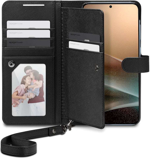 Spigen Wallet S Synthetisches Leder / Leder Schwarz (Galaxy S25+)