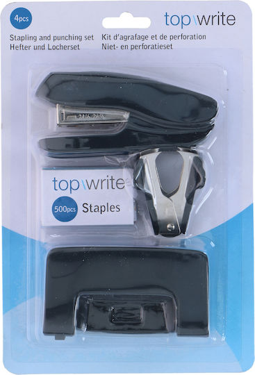 Black Mint Plastic/Metal 4-Piece Stapling and Punching Set