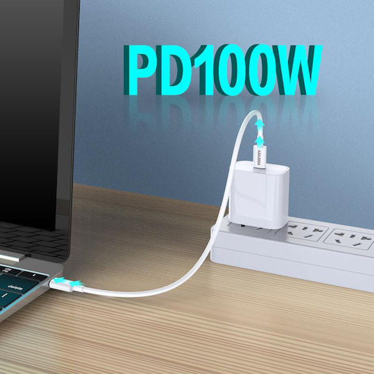 Kakusiga KSC-653 USB 2.0 Cable USB-C Male - USB-C 100W White 0.25m