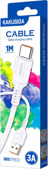 Kakusiga USB 2.0 Cable USB-C male - USB-A 15W Λευκό 1m KSC-805-C-WH