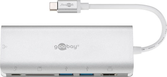 Goobay USB-C Docking Station με HDMI 4K PD Ethernet Ασημί (76788)