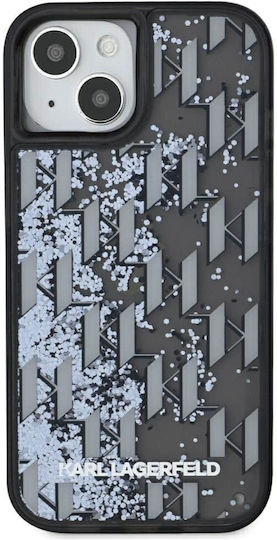 Karl Lagerfeld Liquid Glitter Monogram Gradient Umschlag Rückseite Kunststoff / Silikon Schwarz (iPhone 15)