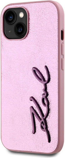 Karl Lagerfeld Pu Signature Umschlag Rückseite Metallisch Rosa (iPhone 15)